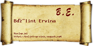 Bálint Ervina névjegykártya